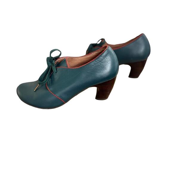 ESSKA VINTAGE RETRO LEATHER TEAL‎ BLUE LACE UP OXFORD HEELS SZ. 6.5/37 - Picture 6 of 7